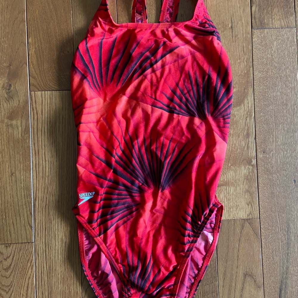 Speedo Red and Black One Piece Swimsuit